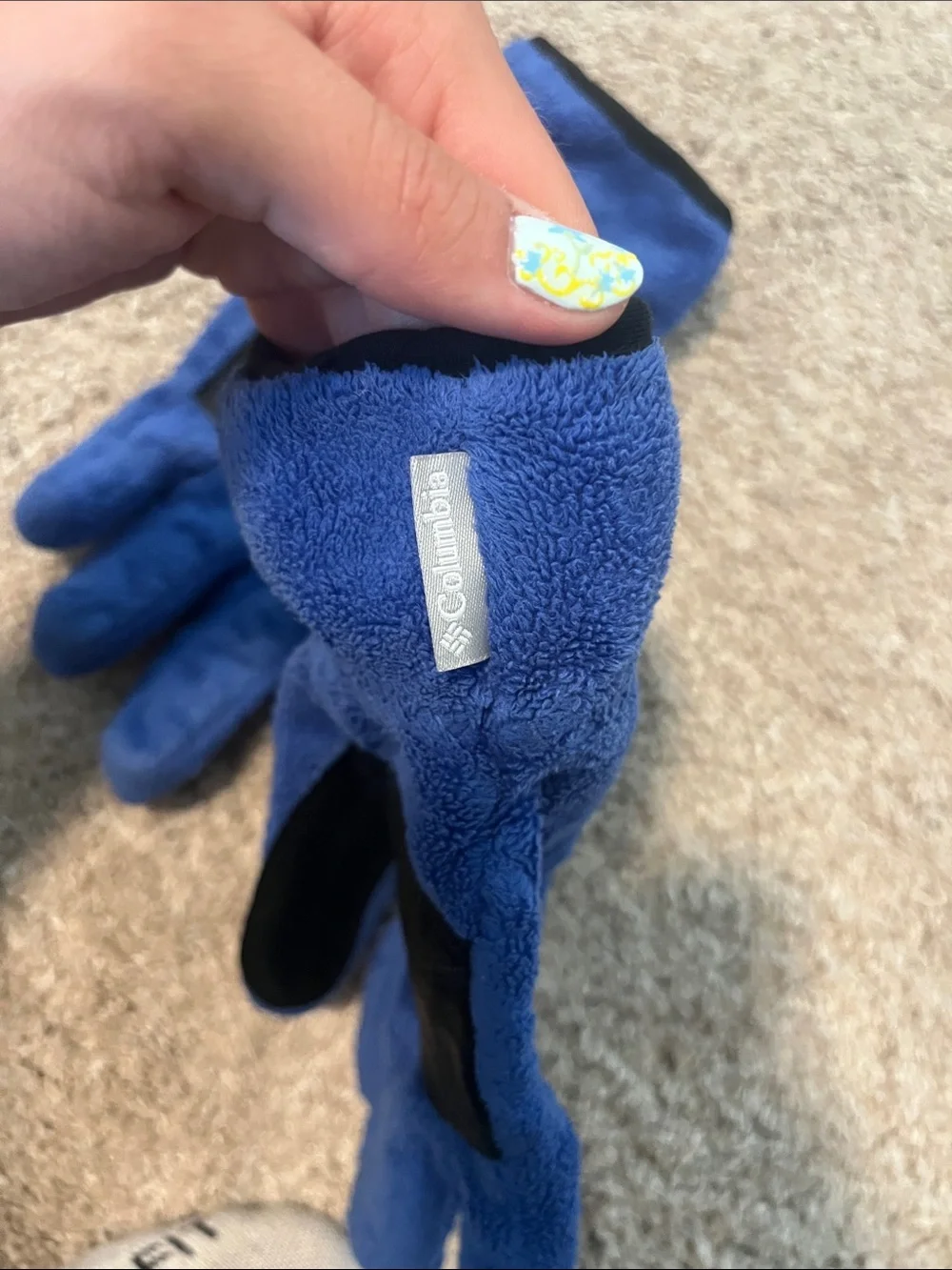 Columbia Blue Fleece Scarf and Matching Gloves Set